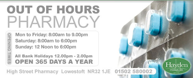 Out of Hours Pharmacy Advert